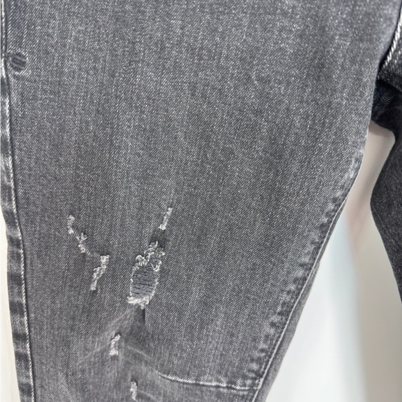 R+A Japanese Denim Distressed Mid Rise Skinny Leg Dark Wash Denim Jeans - Picture 2 of 6